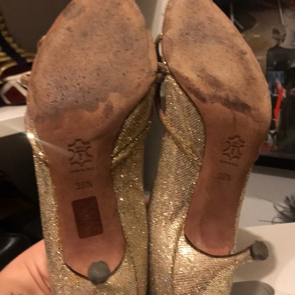 Jean Michel Cabazat gold sparkly heels 38.5 - Picture 5 of 8